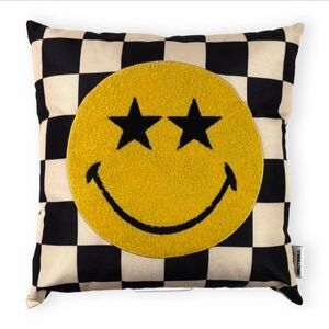 NEW Yoobi x Simleyworld Black/White Checkered Smile Pillow
